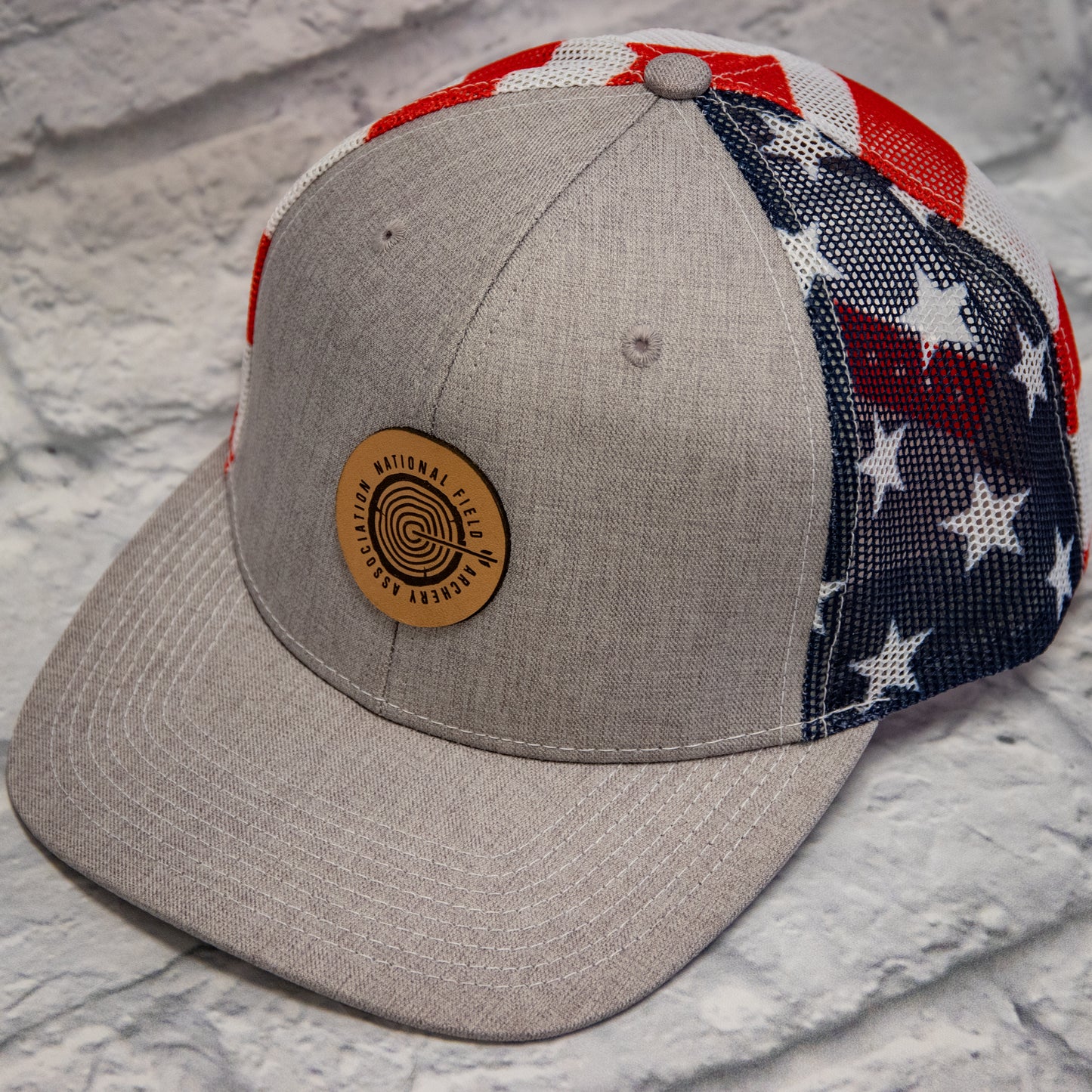 Stars and stripes leather patch hat
