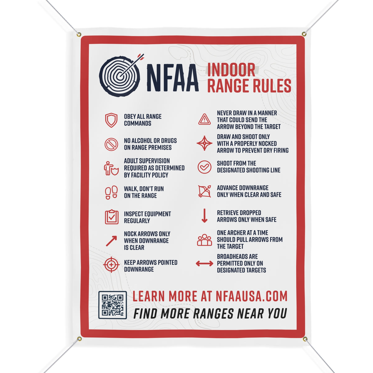NFAA Indoor Range Rules Safety Matte Banner