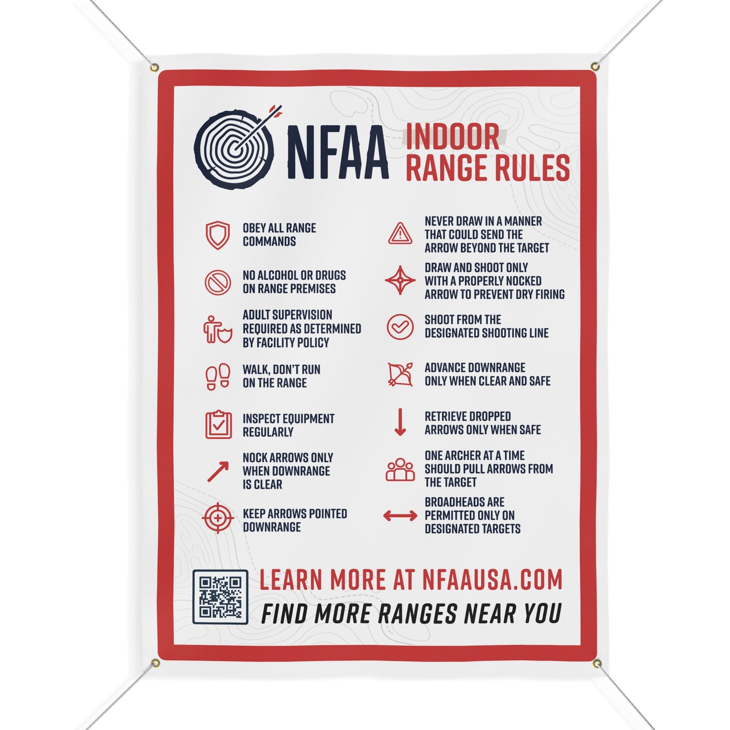 NFAA Indoor Range Rules Safety Matte Banner