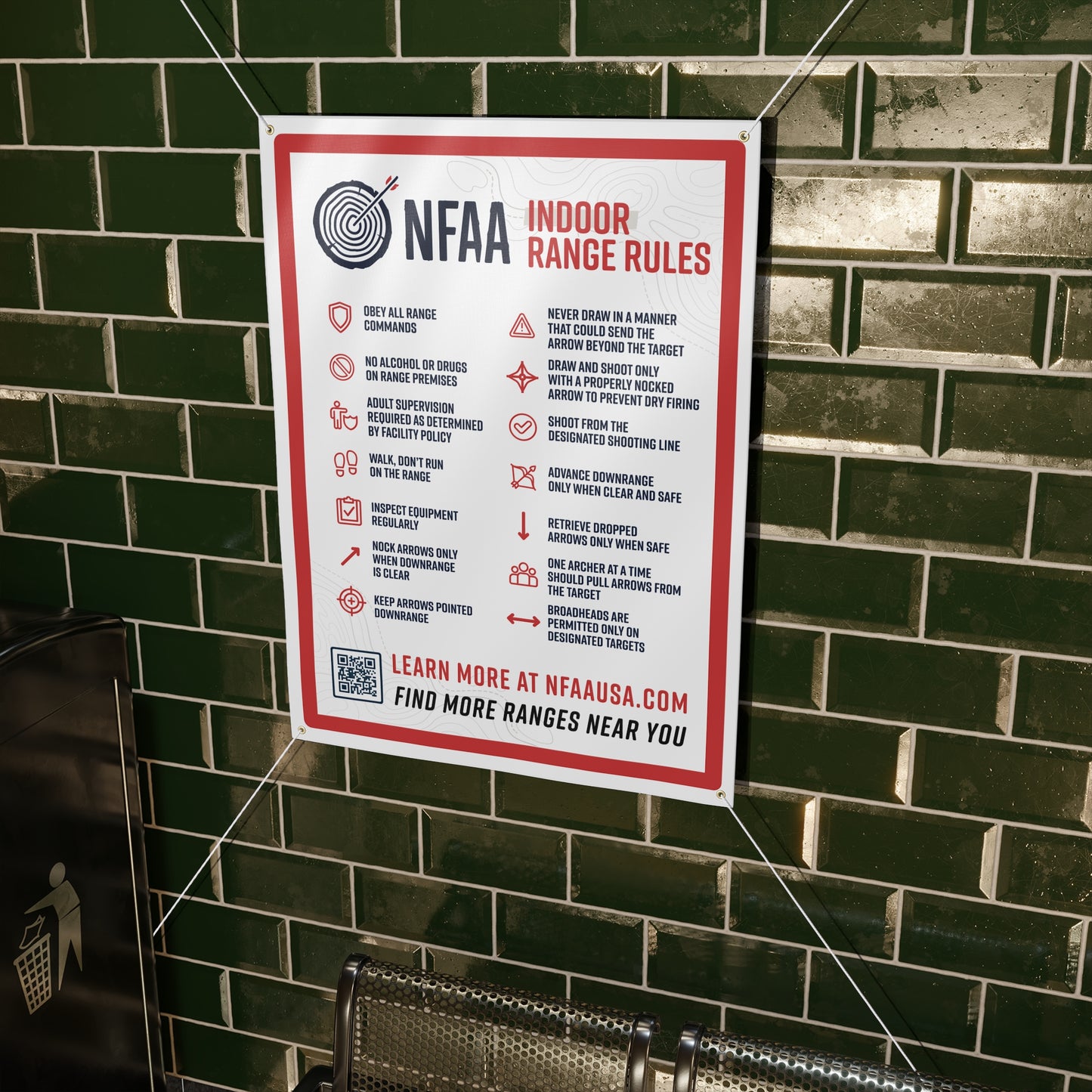 NFAA Indoor Range Rules Safety Matte Banner
